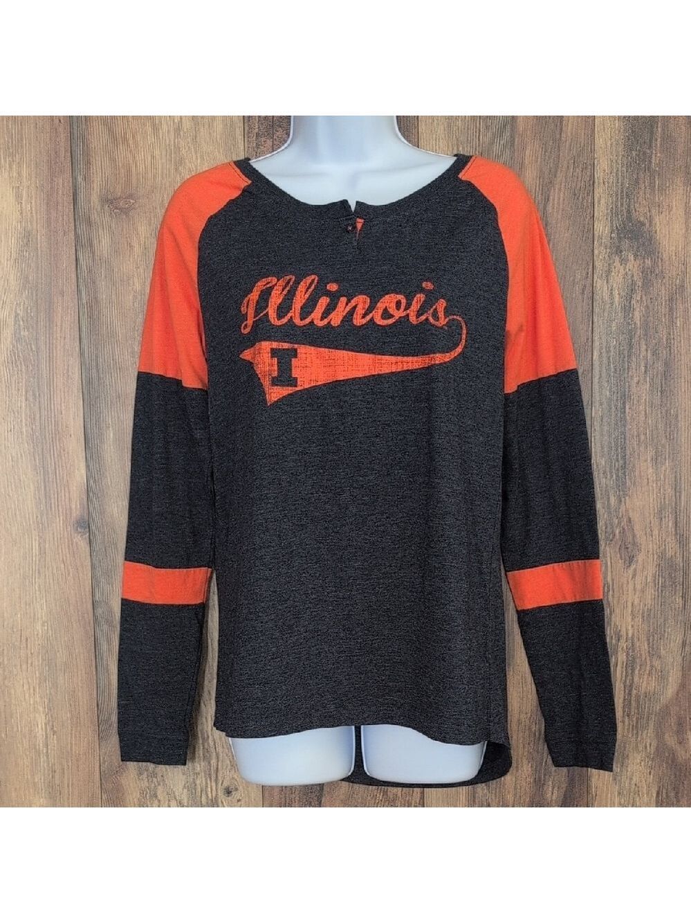 Colosseum Navy/Orange Fighting Illini Long Sleeve Tee L                 M249